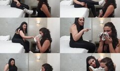 SMELLING MY DIRTY SOCKS AND SNEAKERS - GODDESS LETICIA MILLER AND SLAVE ANNY LEE - EXCLUSIVE LM VIDEOS OCTOBER 2023- CLIP 1