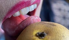 I suck and eat a sweet pear