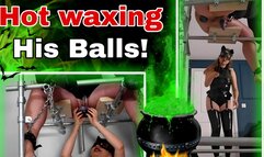 Hot Wax His Balls! Latex Femdom Witch CBT Ballbusting
