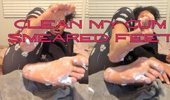 Clean my cum smeared feet