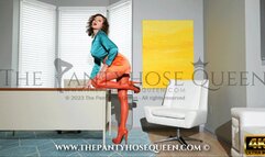 Modeling Danskin Ultra Shimmery Salmon Pantyhose Tights - 4K