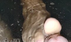 improvised footjob in jacuzzi