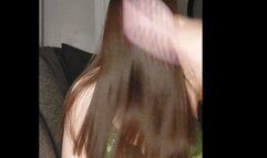 Silky-Haired Goddess Plays With Her Hair and Gets it Stroked