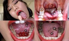 Natsume Hazuki - Showing inside cute girl's mouth, chewing gummy candys, licking and sucking human doll, and chewing dried sardines mout-189 - 1080p