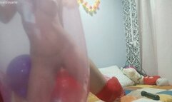 Sexi looner girl long balloon cum 3