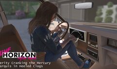 Verity Cranking the Mercury Marquis in Heeled Clogs 720p