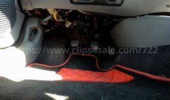 Laetitia revs and drives the Clio with red pumps and nylon - feet pov