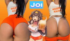 Hooters girl cosplay giving the hottest JOI jerk off instructions wearing tight yoga shorts