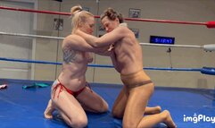 Part 2 NEW Jolene Hexx vs Cheyenne Jewel in a Competitive Topless Panyhose Wrestling Rematch