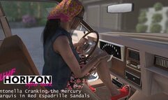 Antonella Cranking the Mercury Marquis in Red Espadrille Sandals 1080p
