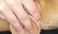 Macy Kiss ripped her pantyhose and fucks a dildo