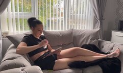 Smoking while relaxing on the sofa