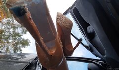 UNDER CAMERA Giantess Trampling YOU in Brown Stiletto Heels
