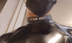 Super Risky Public Anal Play in the Hallway in Catsuit