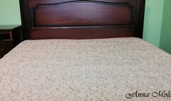 A beauty in a bikini with a perfect body with beautiful small breasts caresses her nipples and masturbates her pussy