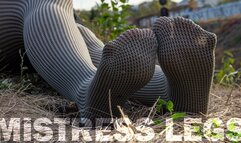 Goddess In Grey Opaque Pantyhose Foot Tease On The Walks (MP4 4K)