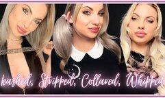 Leashed, Stripped, Collared, Whipped (Mega Pack) 480MP4 - Sexy Bratty Domme gives you a series of humiliating slave tasks, CFNM, leashing and collaring you, whipping you into submission to her