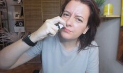 Stimulation to clear the nose from big sneezes 4K