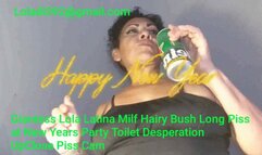 GiantessLola Latina Milf Hairy Bush Long Piss at New Years Party Toilet DesperationUpClose Piss Cam