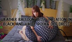 Hitachi Riding and Weather Balloon Belly Inflation in Black and White Polka Dot Dress