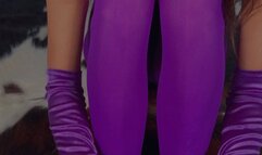 Feet fetish purple tights ripped off