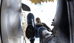 Using your face as a doormat - and driving over it!