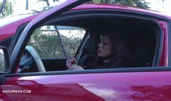 Mistress Cleo steps on the accelerator and smokes wmv