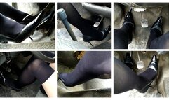 EXCLUSIVE PREMIERE: Sexy Julia in retro high heels and stockings revs hard old turbo Fiat