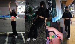 Walking without a bra and adding nipple clamps