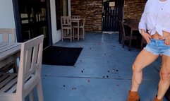 Cutoff Jeans Outdoors with Boots