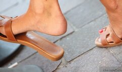 Dangling slippers foot fetish, perfect feet, legs and shoes, awesome foot fetish