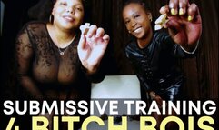 Submissive Training for Bitch Bois - Queen Ava and Goddxss K - A submissive training scene featuring: chastity, ebony domme, shiny clothing, pegging, femdom POV, and strap-on - 1080 MP4