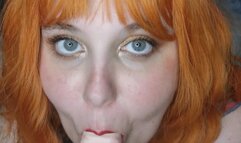 Ginger bbw deep throats your cock