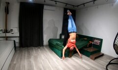 The villain lifts me by my feet and holds me upside down (custom video)