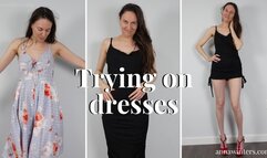 Trying on dresses