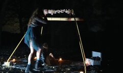 Spooky suspended spanking