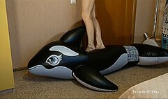 Emma stomping and deflate the big whale