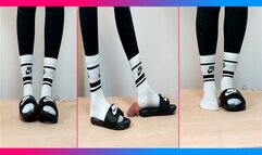 Nike Slipper and Nike Socks Cock Crush with cum I Jamaica Baddie