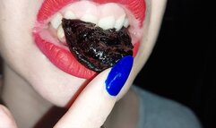 chewing and eating plums