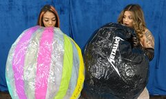 Tiger and Cinthya Inflate 2 Beach Balls HD (1920x1080)