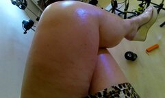 Hard tapping on the wooden floor with clear heels.