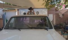 Milah Arches Cranking fantasy battle on flip flops vs the Old Uncle Jesse Truck