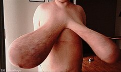 Maja meets Alice Part 181 - Alice bounces her Giant Breasts out of a too tight Shirt (Clip No 2511 - wmv version)