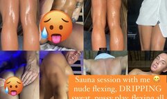 Nude Sauna Session with Me! Nude Flexing, Dripping Sweat, Glutes Ass Shaking Thick- Muscular Fitness Female Bodybuilder - Women's Physique, Competitor, Sweaty