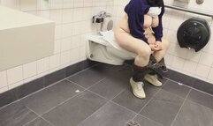 ASMR PUBLIC SEATED TOILET PEE WITH HUGE TITS OUT FOR U AND COUGHING