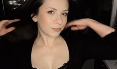 Sexy SmokingJul mini black dress and stockings