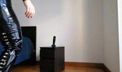 BBC dildo ride in Latex Catsuit