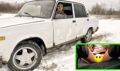VIKA GOT STUCK IN THE SNOW IN A VAZ 2107_4K PRO RES HDR (full video 40 min) upskirt version