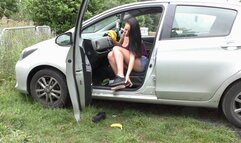 Banana Squishing Bare Feet On The Grass