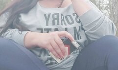 Nicki Pie smoking in the woods